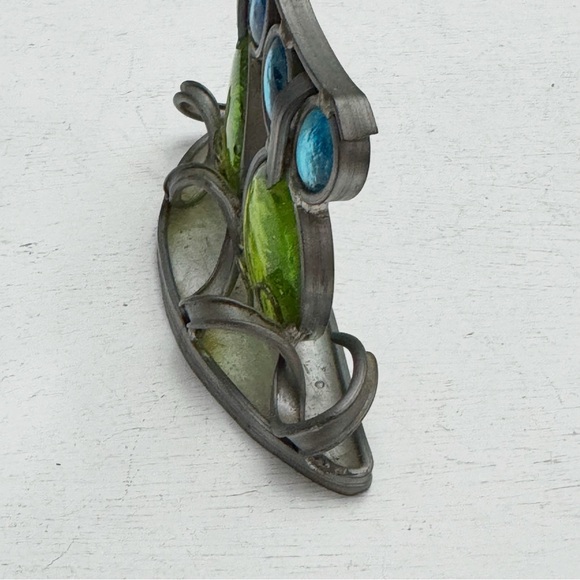 Adorable Stained Glass Sun Catcher Owls Window Lead Metal Vintage - Picture 5 of 12